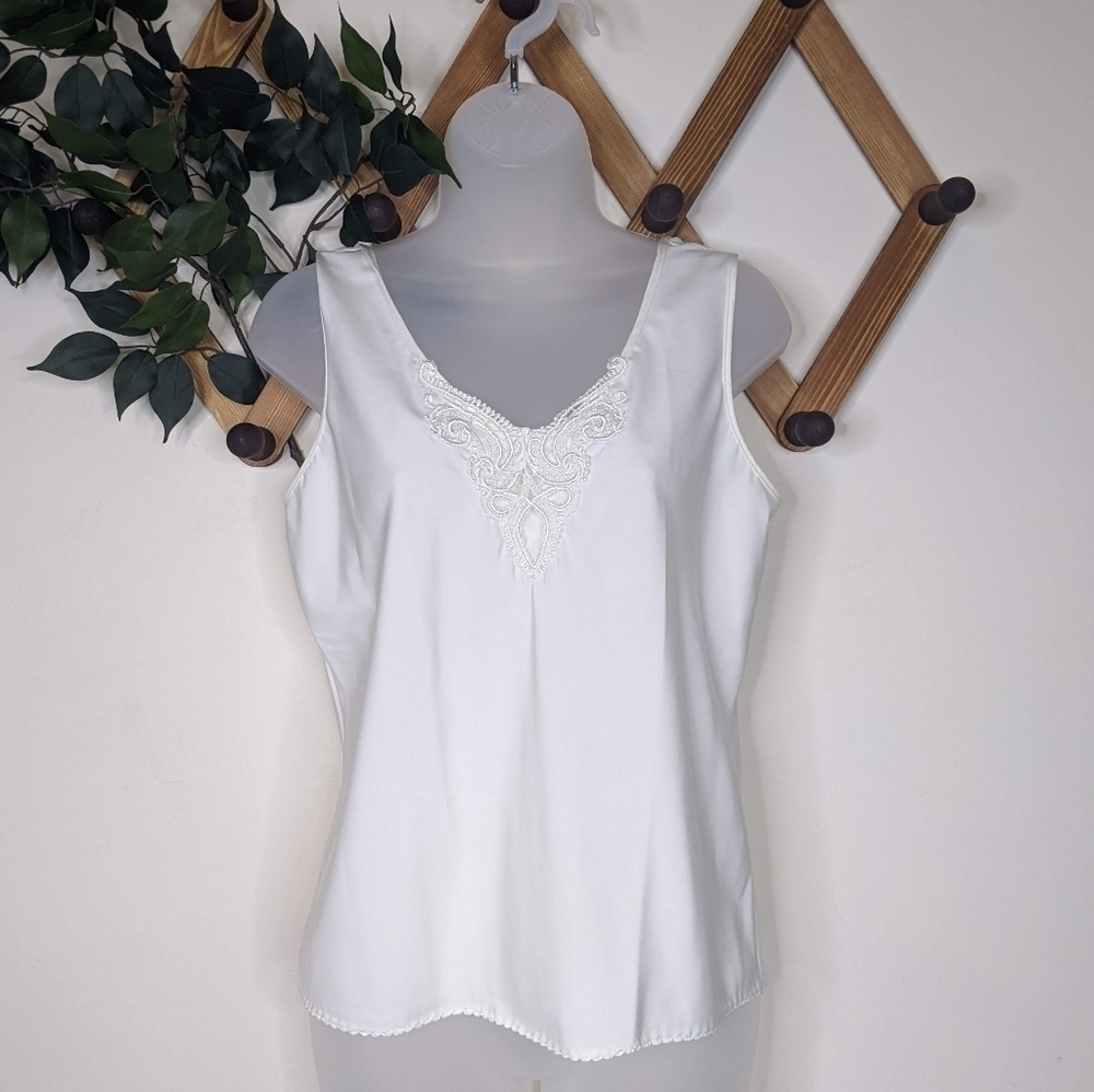 Vintage Wondermaid Embroidered Tank Top Slip - Size Small